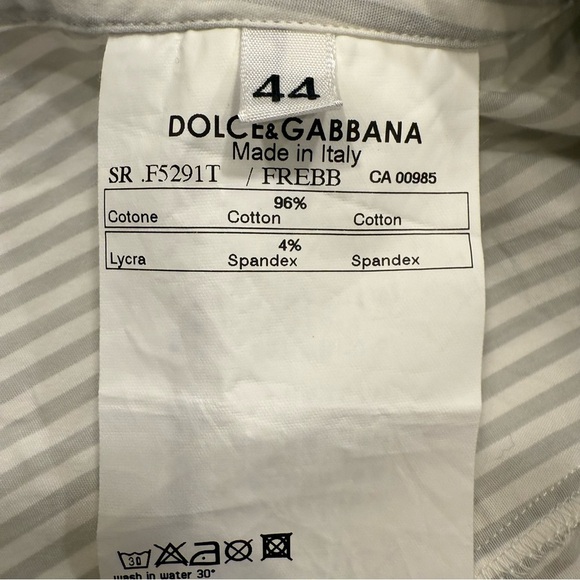 DOLCE GABBANA Womens Button Up Shirt Gray & White Stripes Size US 8 EU 44 - Picture 8 of 15
